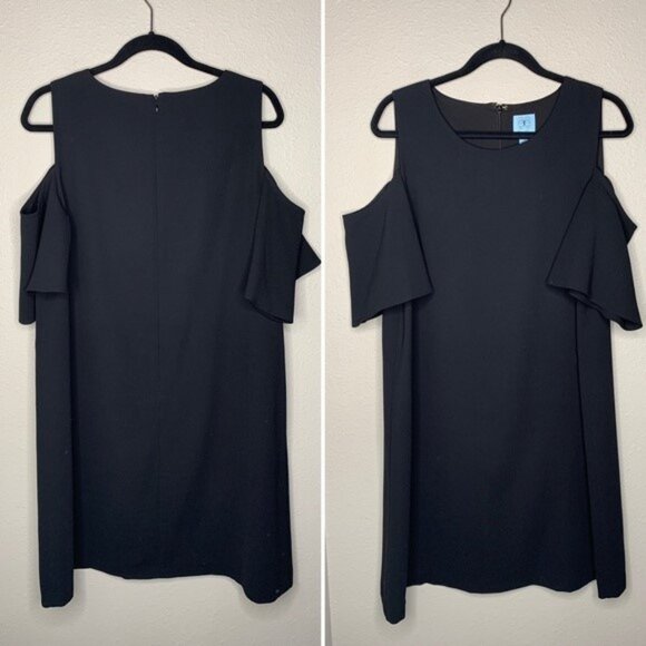 CeCe Moss Crepe Cold Shoulder Shift Dress - Picture 2 of 5